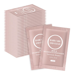 RSQAZQ front view of 30 travel shampoo packets showing compact bulk convenience