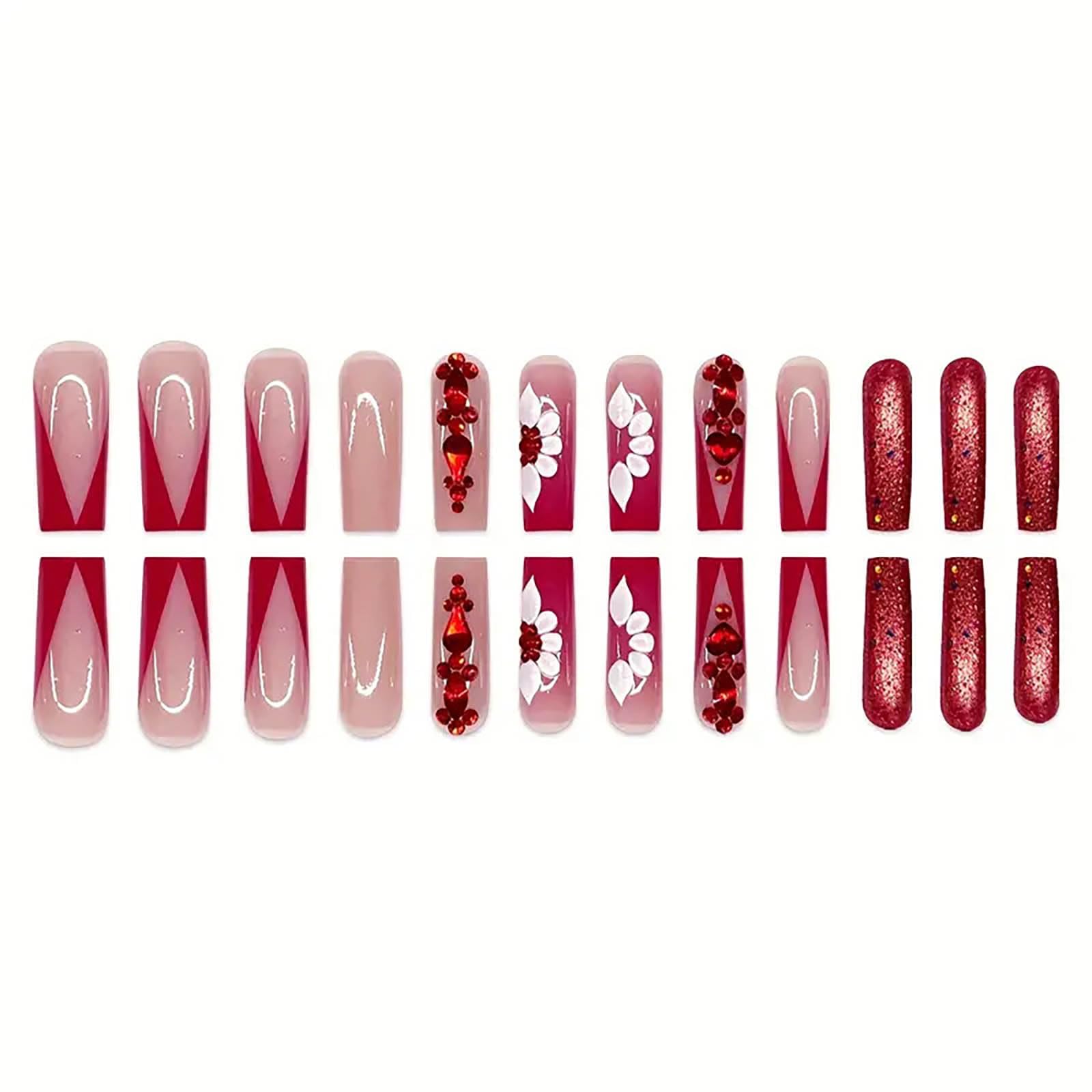 RTKHFZE hand applying press-on nail demonstrating quick DIY application and salon-style finish