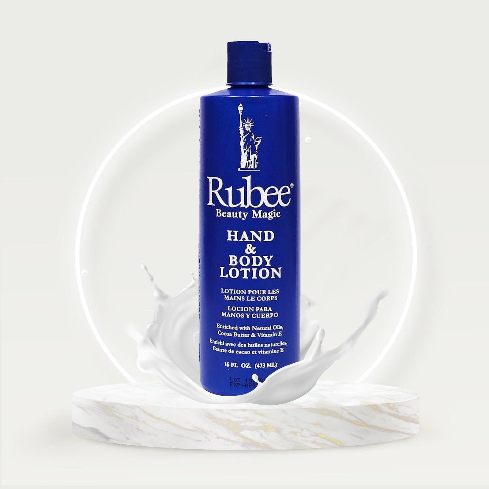 RUBEE creamy lotion texture close-up showing rich hydration