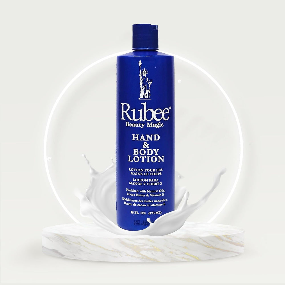 RUBEE creamy lotion texture close-up showing rich hydration