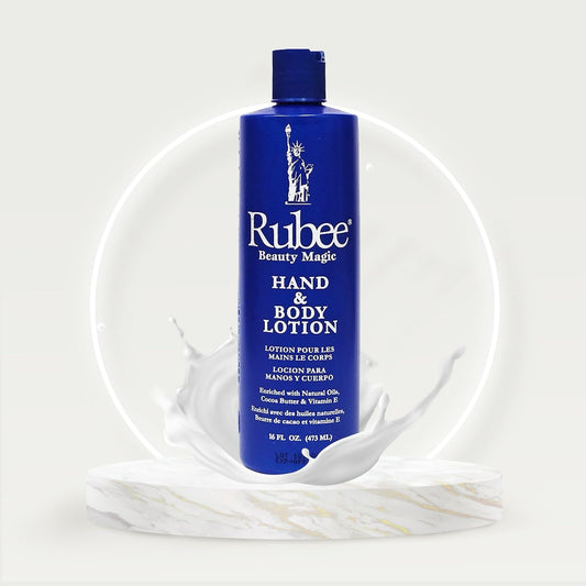RUBEE creamy lotion texture close-up showing rich hydration