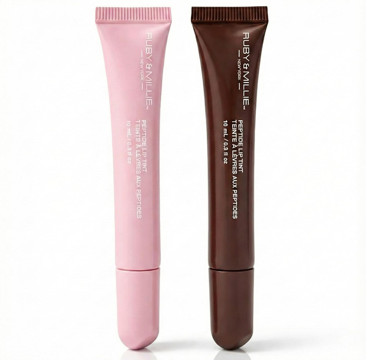Ruby & Millie front tube Bow & Coffee showing sleek packaging and travel convenience