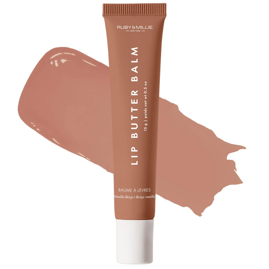 Ruby & Millie front tube showing Vanilla Beige shade and packaging benefit