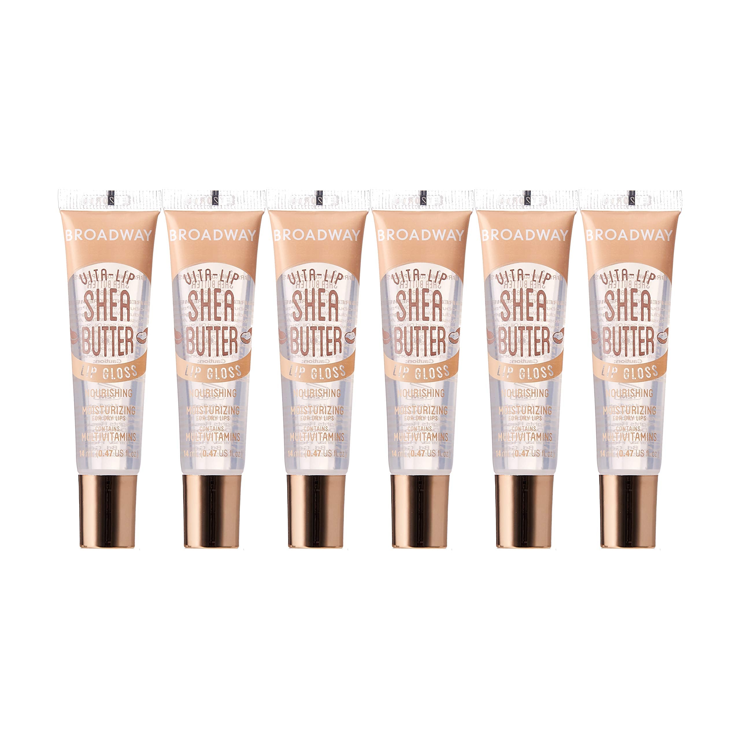Ruby Kisses front packaging showing six clear gloss tubes for convenience
