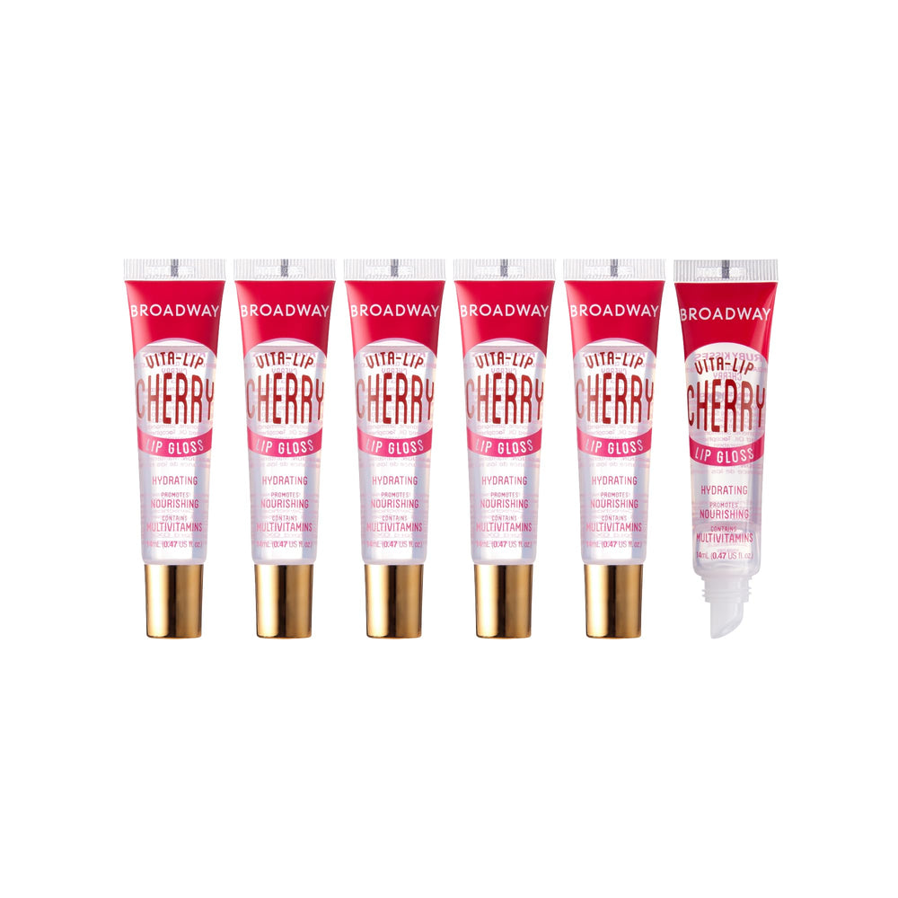 Ruby Kisses front packaging showing six Cherry clear glosses and value set benefit