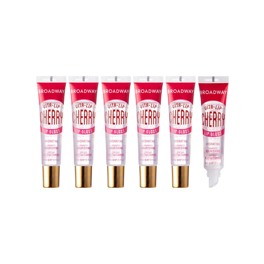 Ruby Kisses front packaging showing six Cherry clear glosses and value set benefit