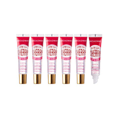 Ruby Kisses front packaging showing six Cherry clear glosses and value set benefit