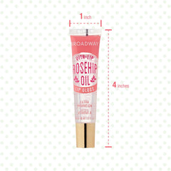 Ruby Kisses tube next to a ruler for size and portability reference