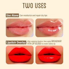 Ruby Kisses clear gloss applied on lips giving glossy polished look