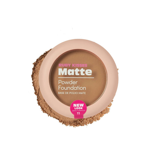 Ruby Kisses compact front view showing shade Mocha and matte finish benefit
