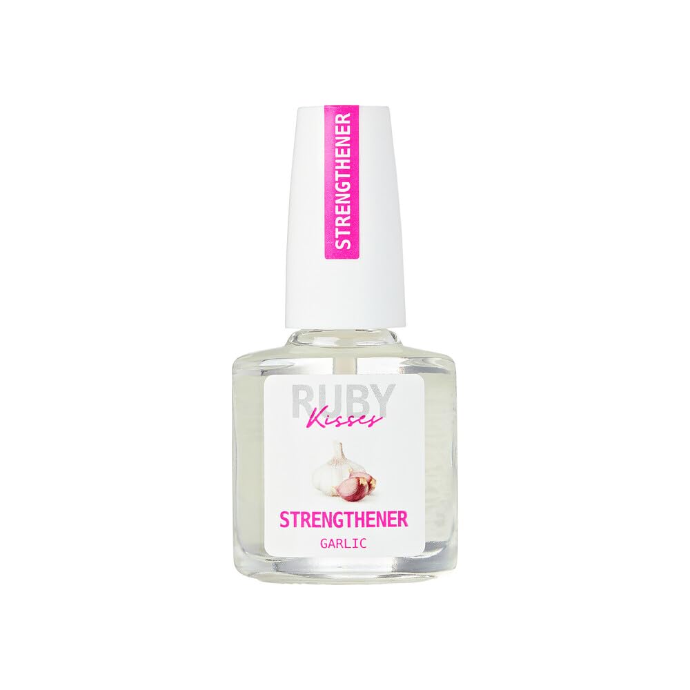 Ruby Kisses front bottle showing label and ingredients for stronger nails