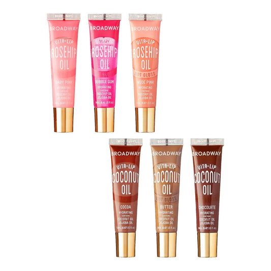 Ruby Kisses front packaging of six-piece Vita-Lip set showing variety and convenience