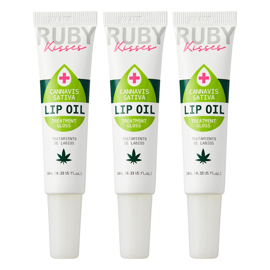 Ruby Kisses front packaging showing hydrating lip oil for daily shine and moisture
