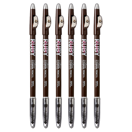 Ruby Kisses front packaging showing six pencils and pack benefit