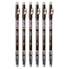 Ruby Kisses front packaging showing six pencils and pack benefit