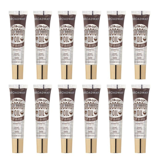 Ruby Kisses front packaging showing clear gloss tubes and coconut oil benefit