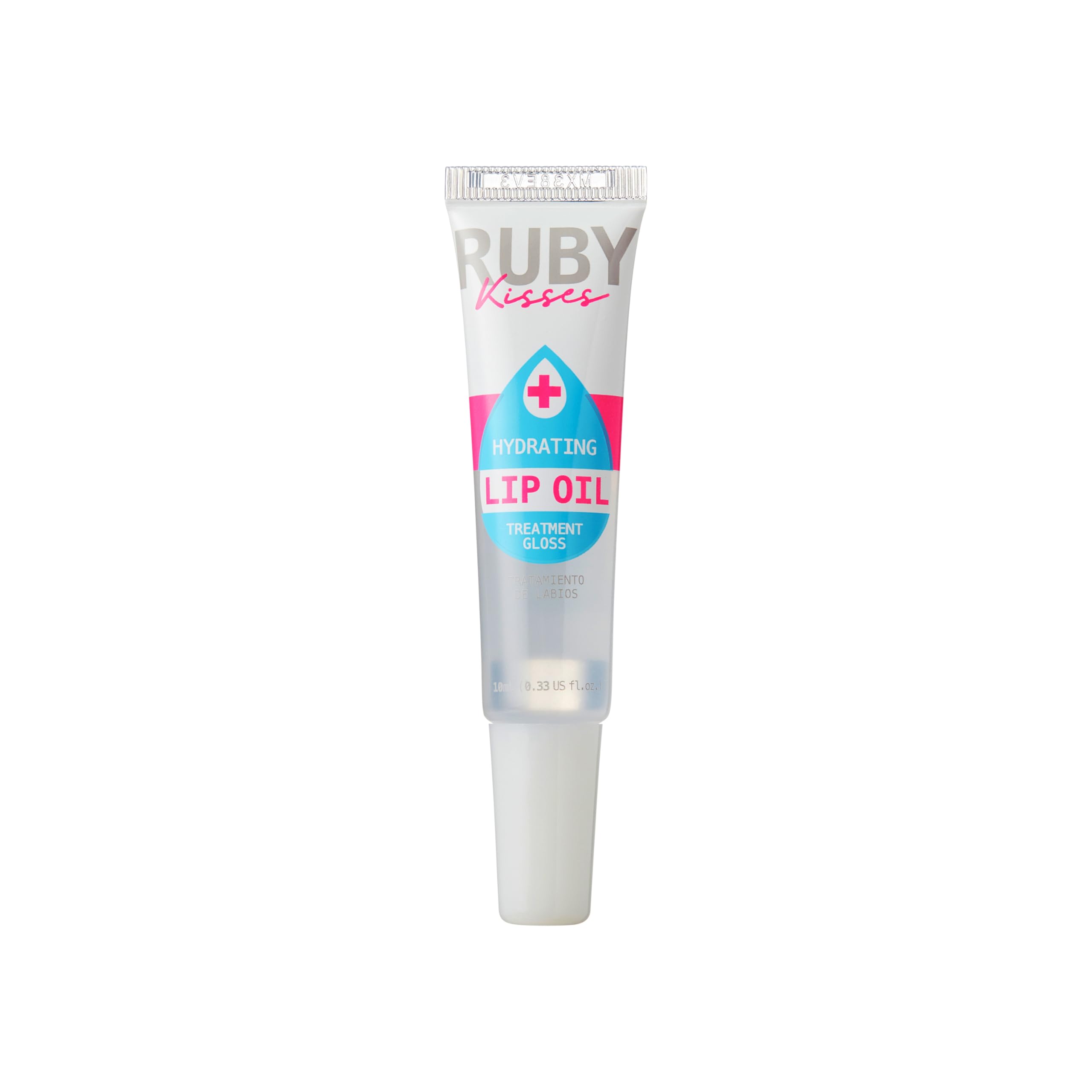 Ruby Kisses lip oil open wand with applicator demonstrating easy glide