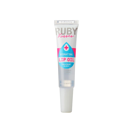 Ruby Kisses lip oil open wand with applicator demonstrating easy glide