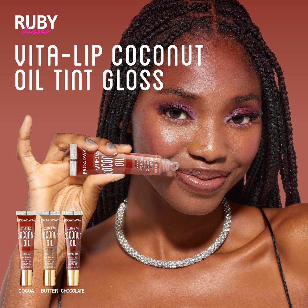 Ruby Kisses open tube revealing clear gloss texture and non-sticky sheen