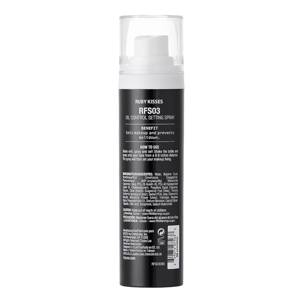 Ruby Kisses spray inside makeup bag showing travel-ready convenience