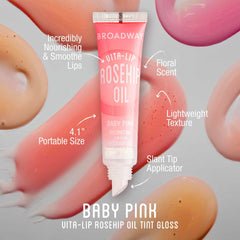 Ruby Kisses watermelon gloss swatch showing sheer color and hydrating shine
