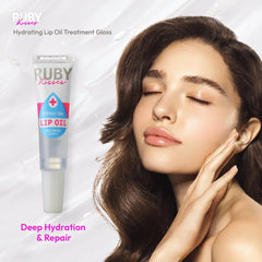 Ruby Kisses tube next to lipstick showing compact size and portable benefit