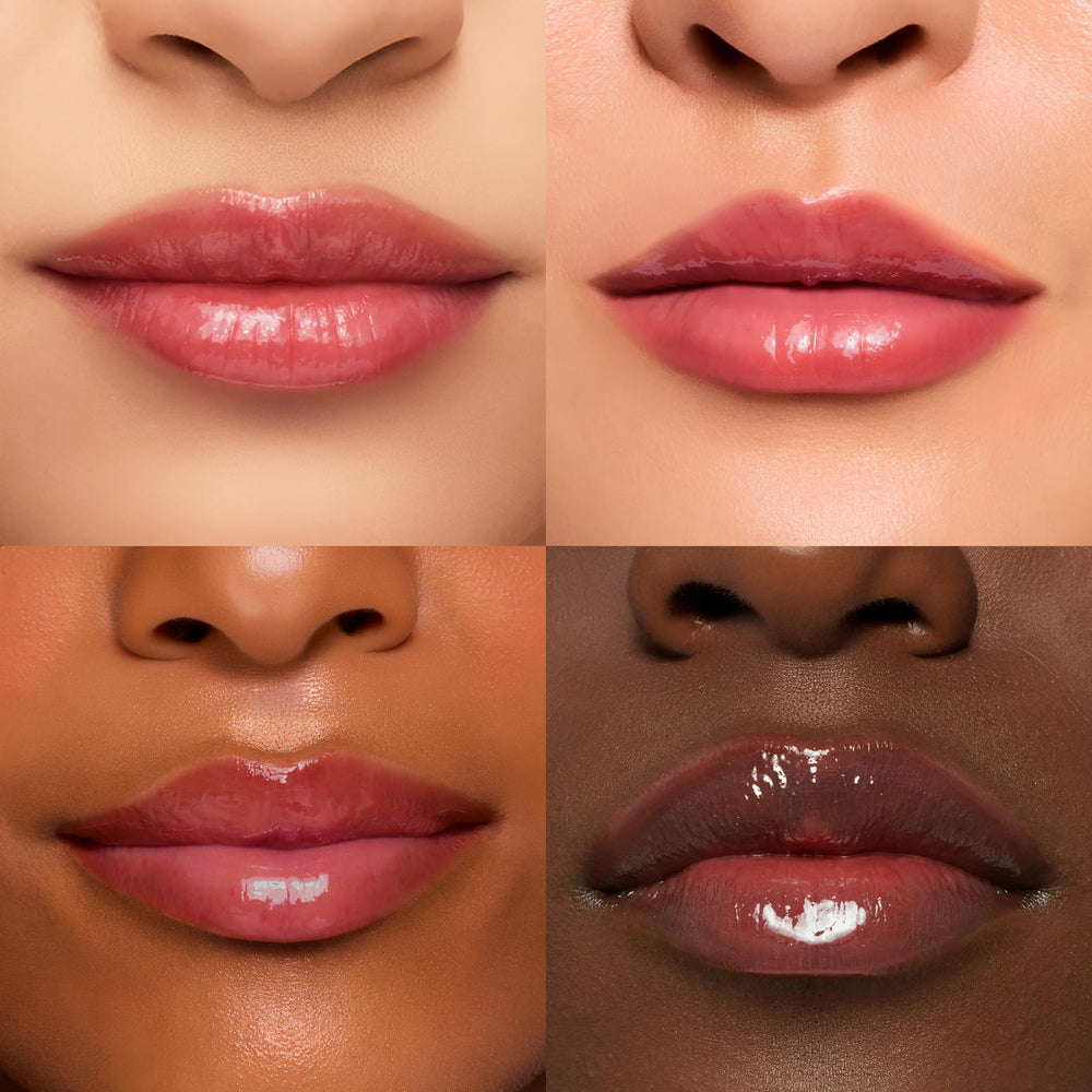 Ruby & Millie swatch texture showing sheer cherry color and hydrating finish benefit