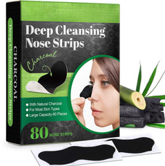Ruduwu front packaging showing 80 charcoal nose strips for quick pore cleansing