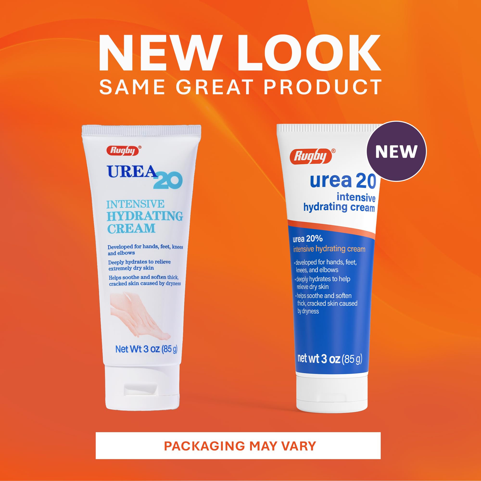 RUGBY LABORATORIES cream applied to heel showing softening benefit for cracked skin