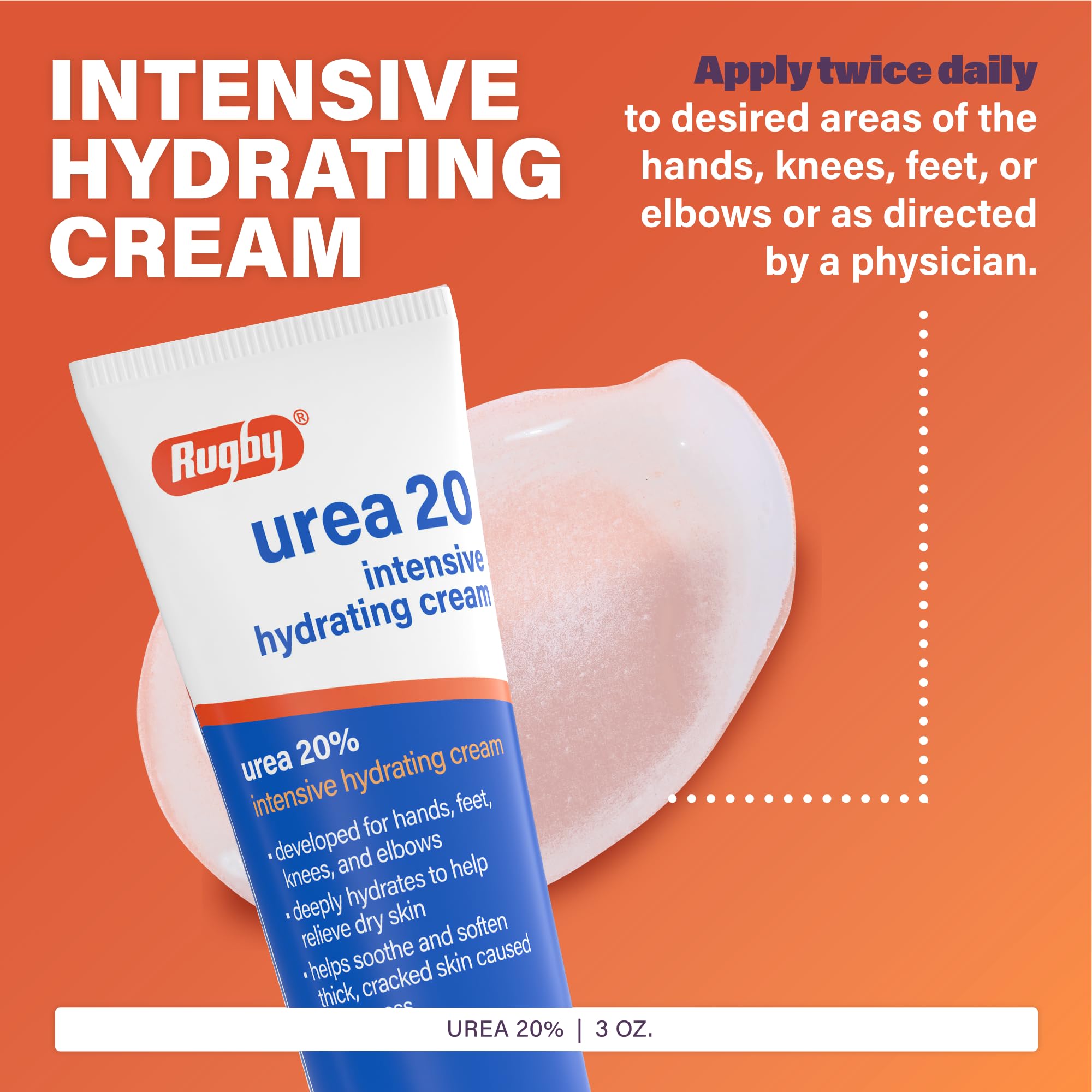 RUGBY LABORATORIES cream on hands illustrating targeted hydration and smoother skin