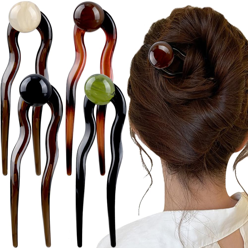RUIYDZ front view of four pearl hair pins showcasing elegant styling benefits
