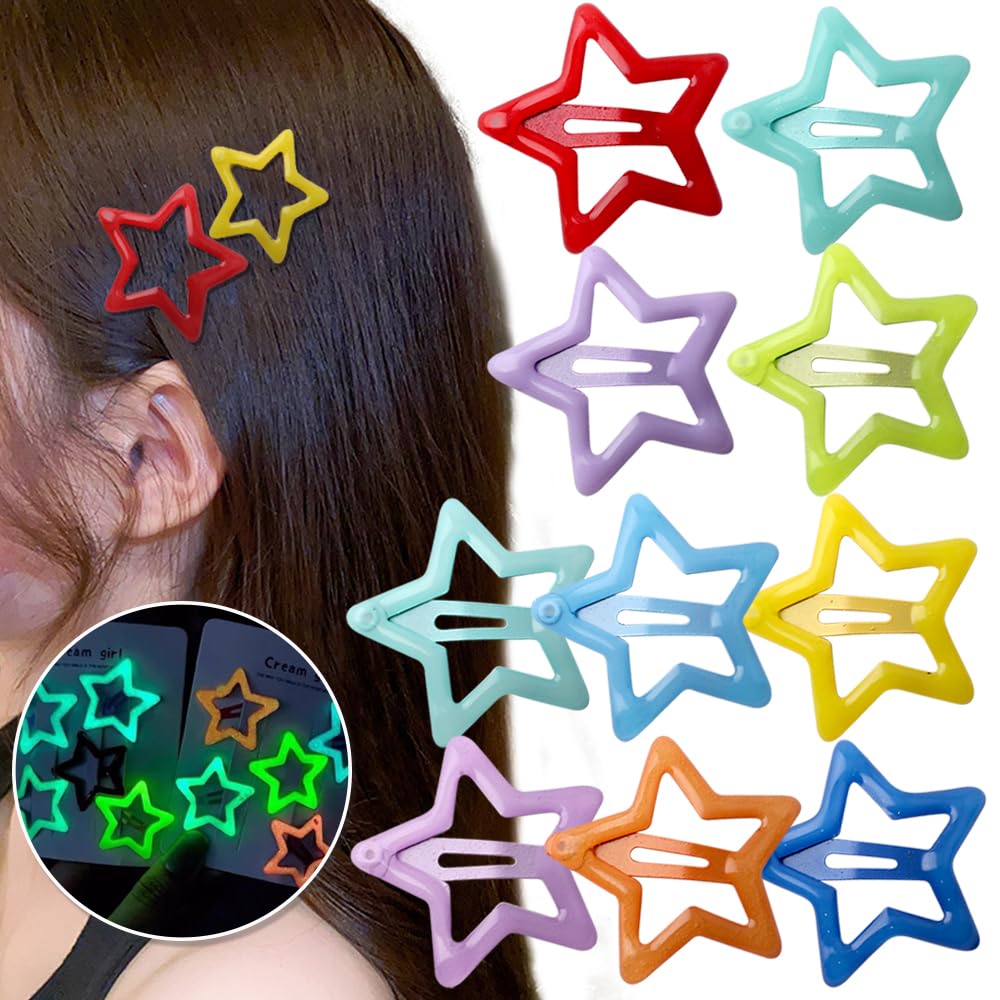 RUIYDZ front view of 10 colorful star clips showing bright benefits