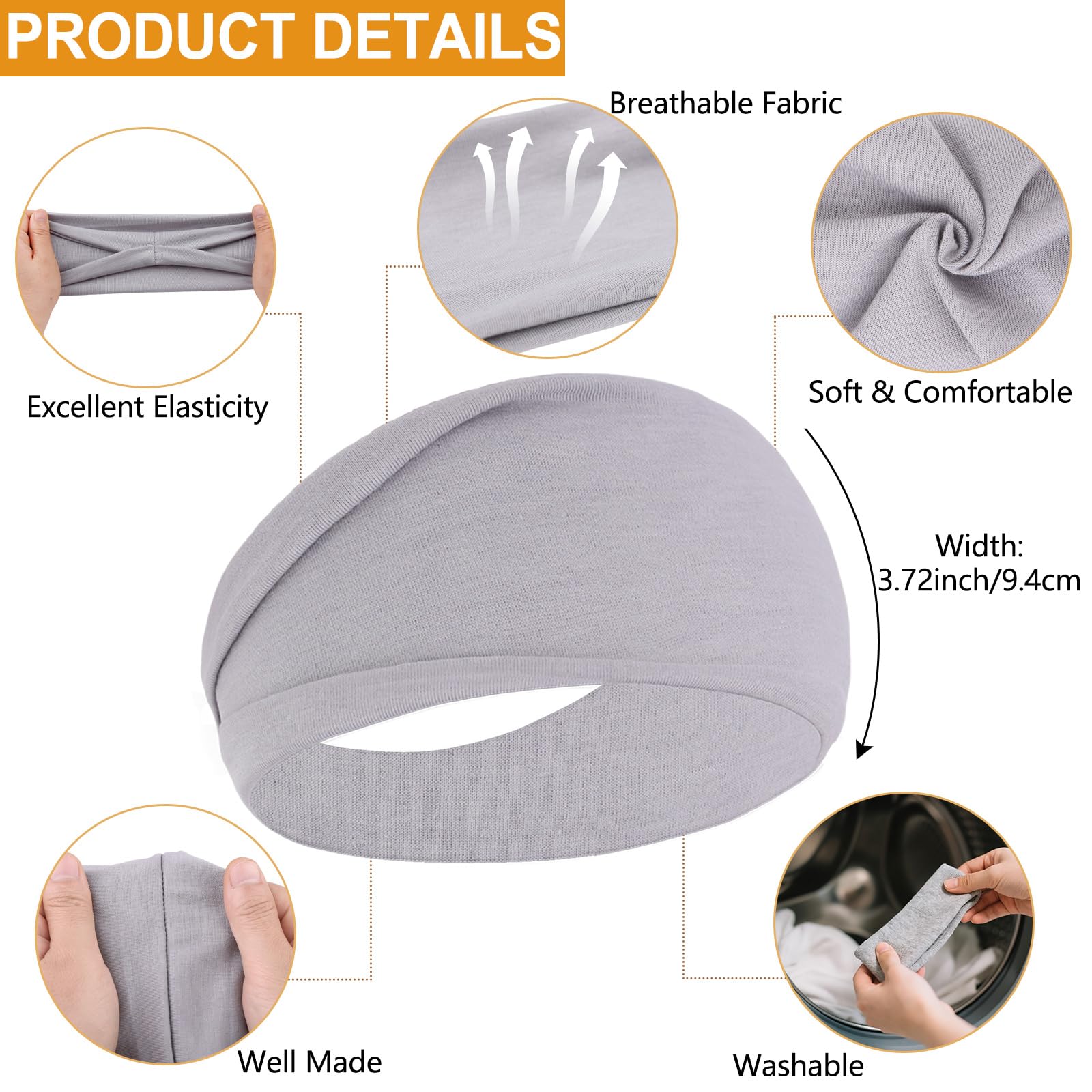 RuiYok wide headband on model holds hair back during daily activities