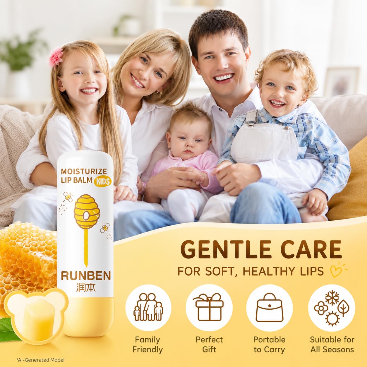 RUNBEN application demo on a toddler lip for quick soothing