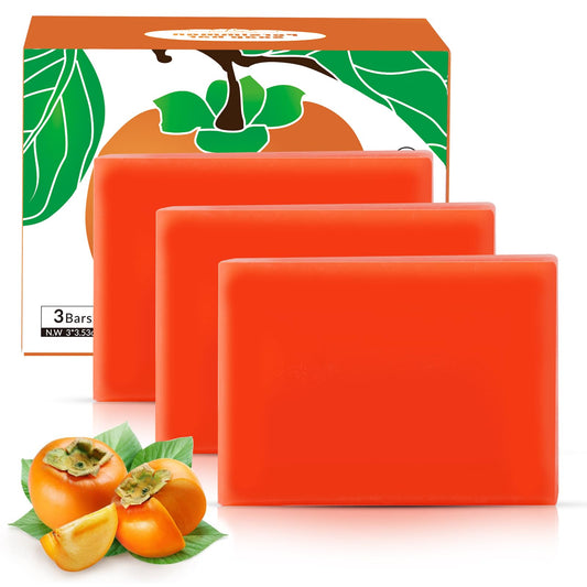 Runsidan front packaging showing three persimmon soap bars and clear product benefit
