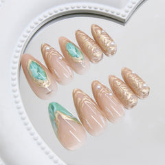 RUOKEXIN close-up of almond nail design highlighting fine details