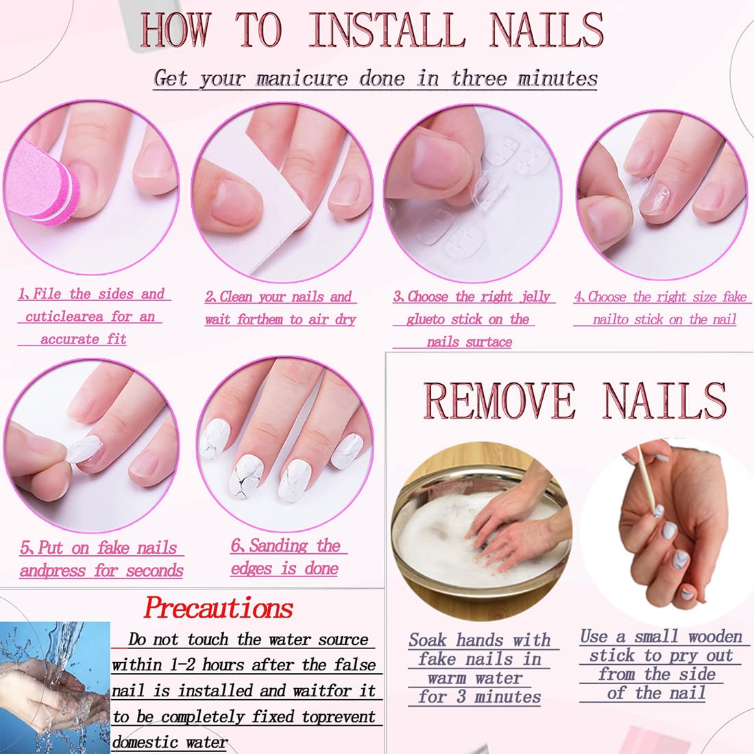 RUOKEXIN size comparison with ruler illustrating ten sizes for tailored nail fit