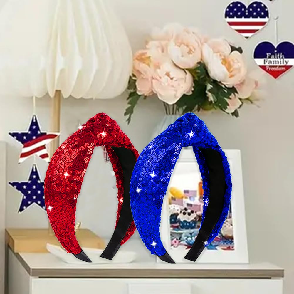 RUPOFUZA headbands on table with 4th of July decor showing festive use