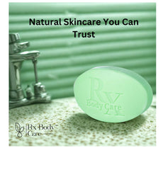 RX Body Care bar in hand for scale showing true 4.0 oz size convenience