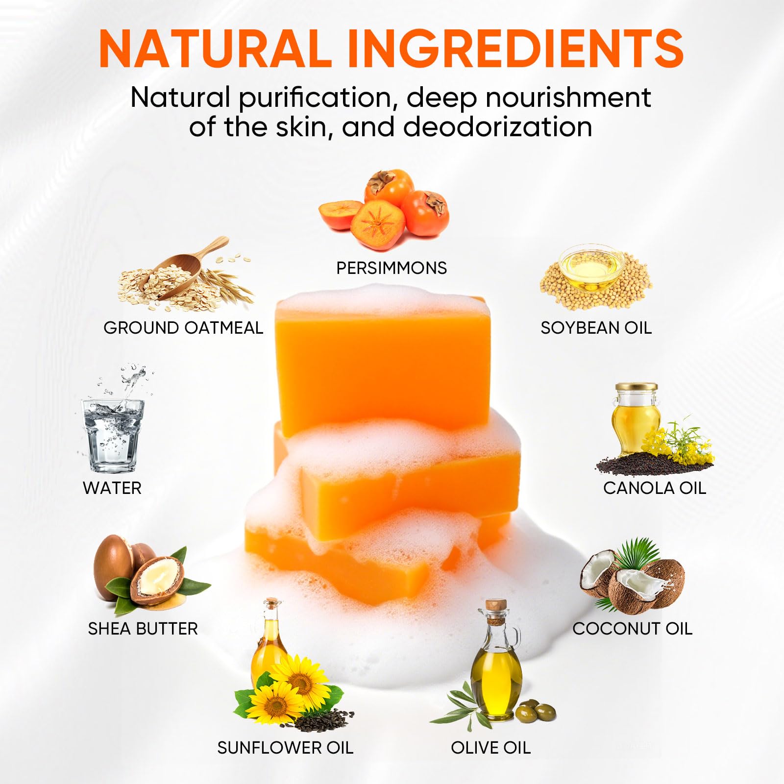 RYH persimmon soap texture close-up highlighting gentle moisturizing