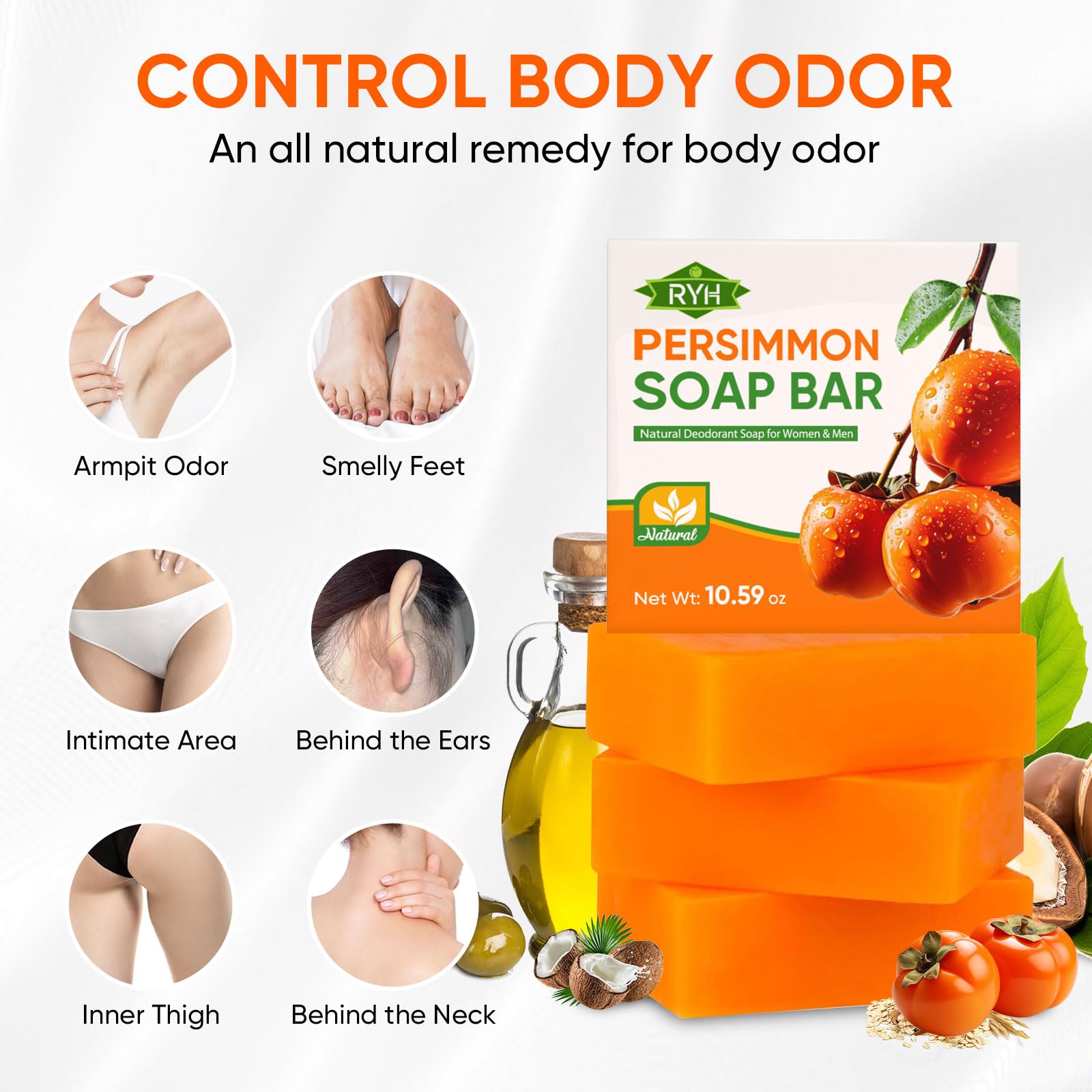 RYH persimmon soap foam lather in shower demonstrating effective cleansing