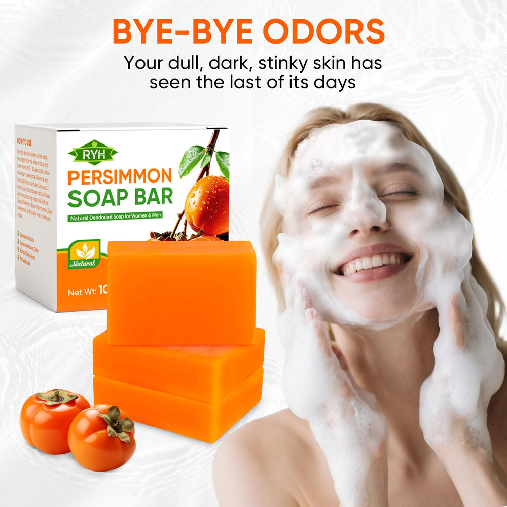 RYH persimmon soap travel pouch and bars illustrating easy portability
