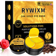 rywixm front packaging showing 24K gold eye masks and product benefits