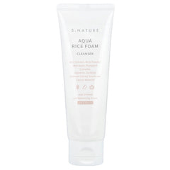 S.NATURE front packaging of Aqua Rice Foam Cleanser showing product and size, promoting gentle cleansing