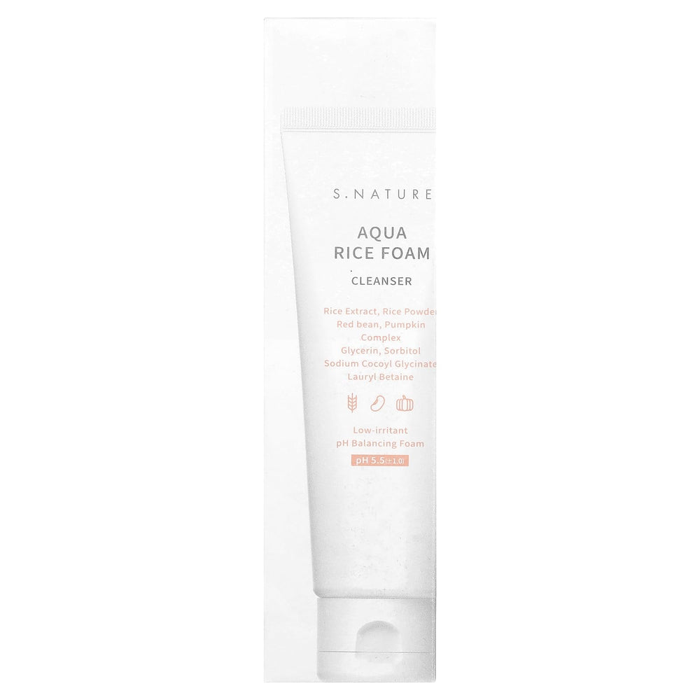 S.NATURE rice powder texture close-up highlighting fine grains for mild exfoliation and brighter skin