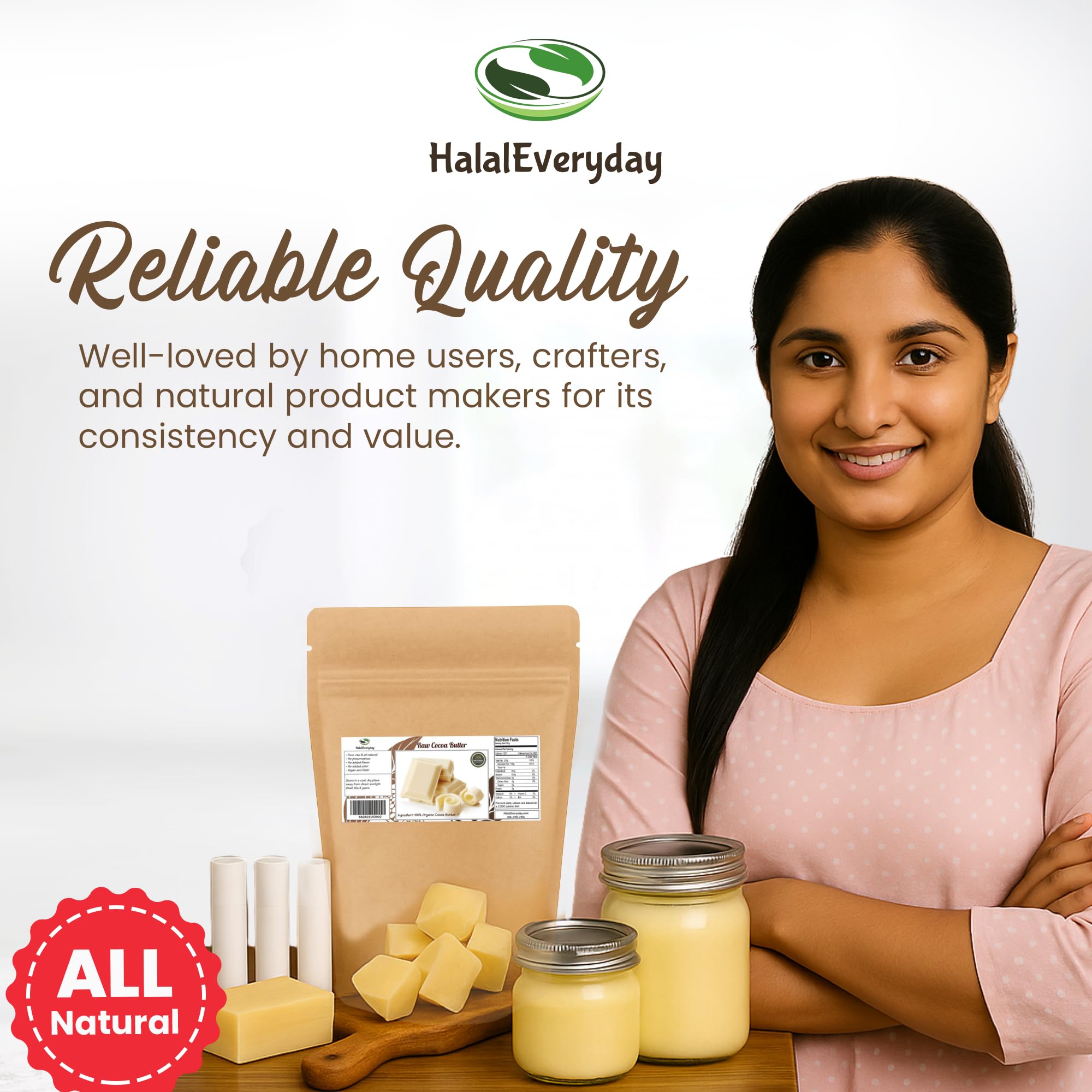 SAAQIN cocoa butter in bathroom setup with tools, ideal for DIY skincare making