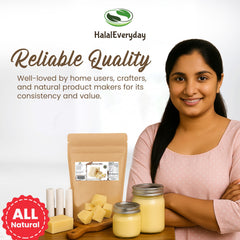 SAAQIN cocoa butter in bathroom setup with tools, ideal for DIY skincare making