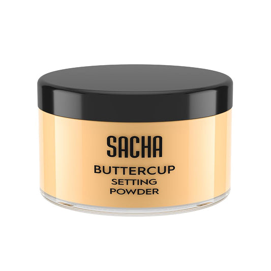 Sacha Cosmetics front jar view showing product packaging and clear labeling benefit camera-ready finish