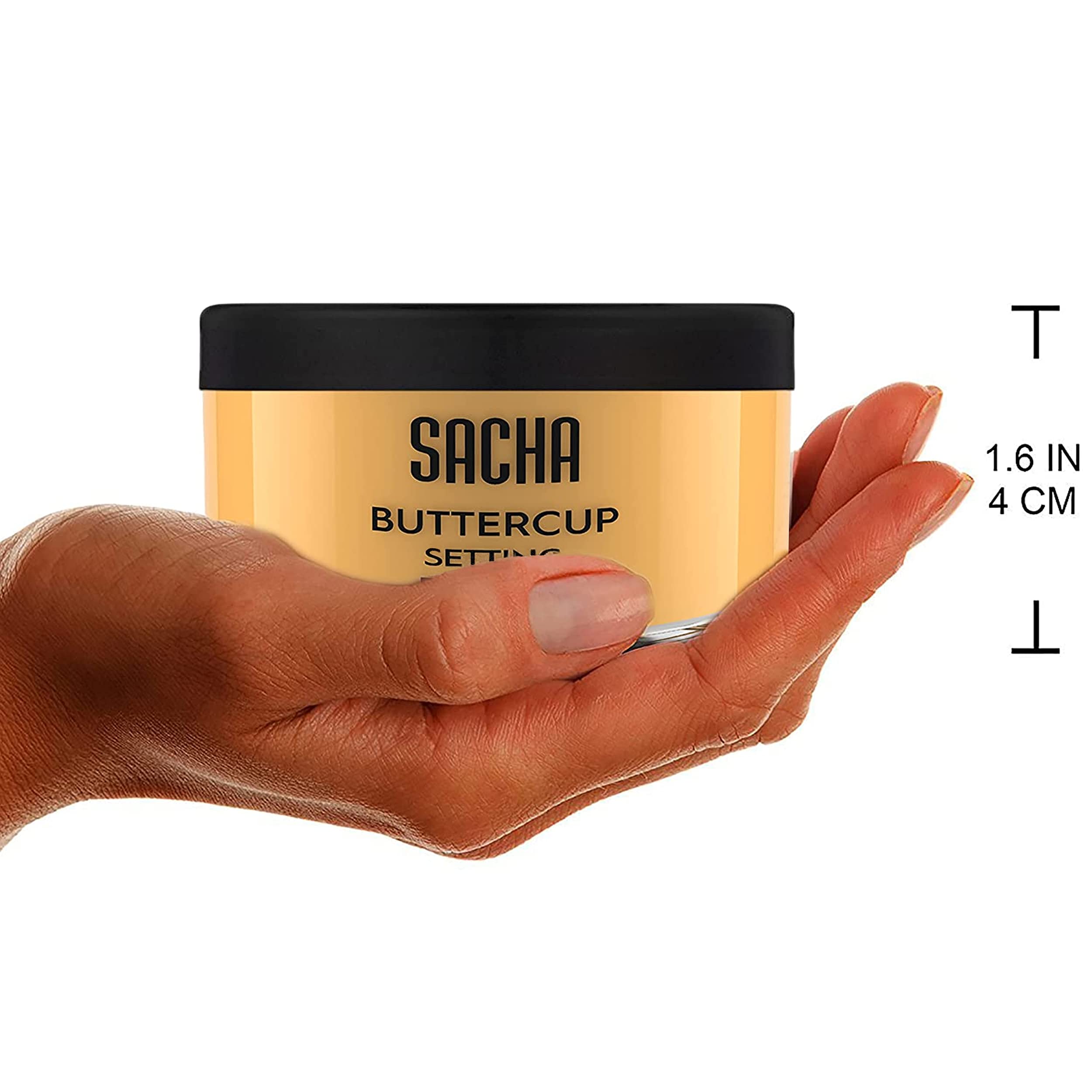 Sacha Cosmetics jar inside makeup bag styled for on-the-go touch-ups and long-wear benefit