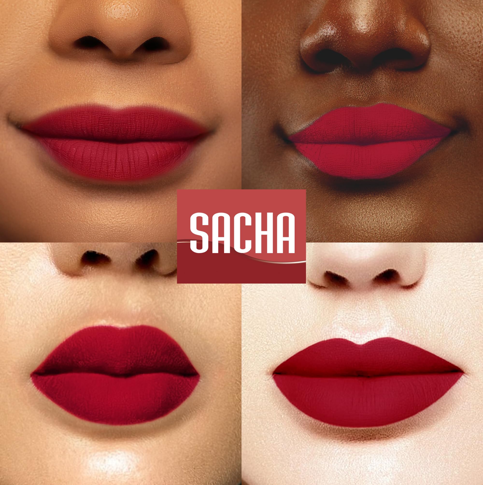 Sacha Cosmetics Hello Boys lip swatch on hand illustrating true color and long-wear payoff